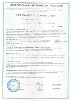 Сертификат на профили для защитных роллет